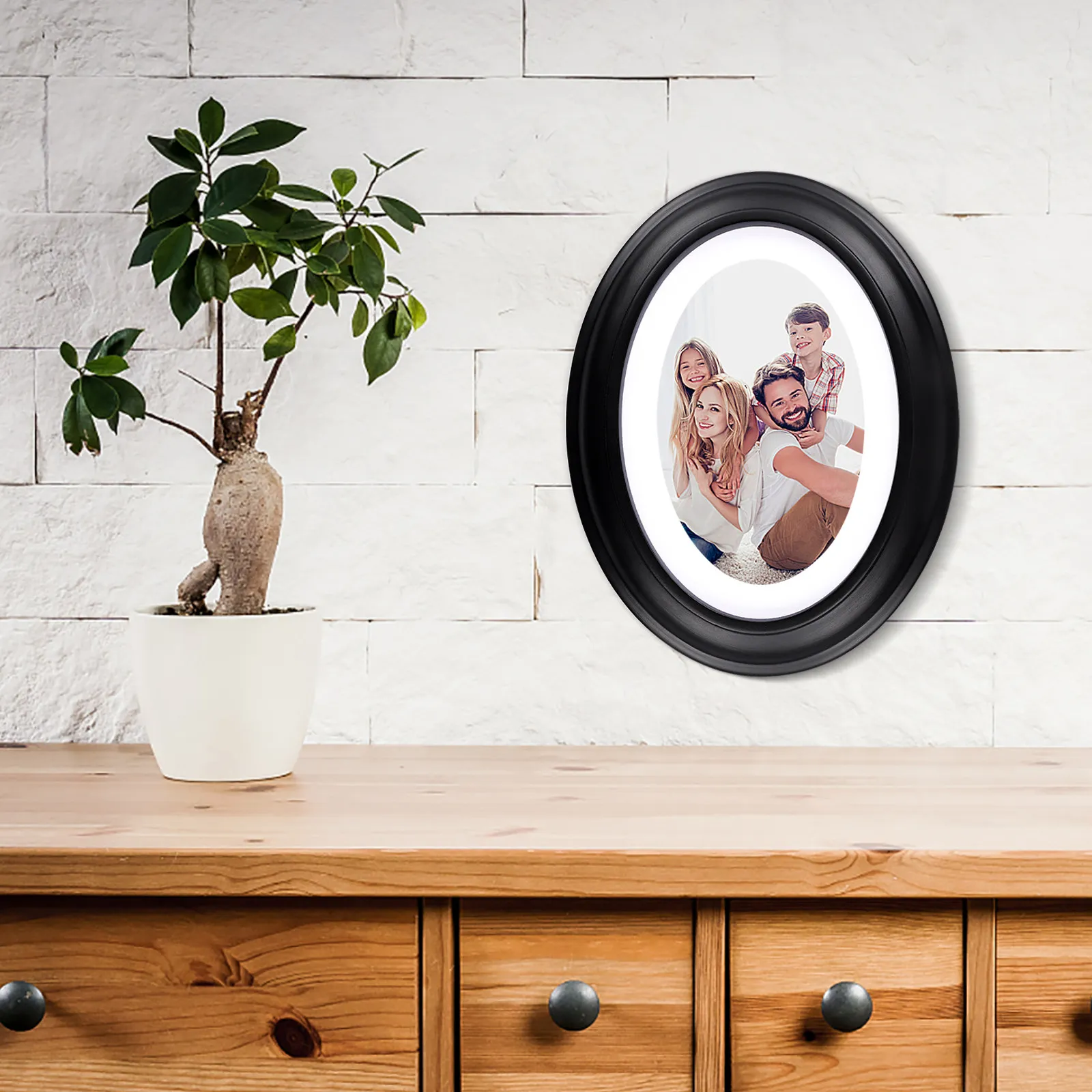 7 Inch Oval Solid Wood Picture Frame Wall Mount Tabletop Photo Display for Elegant Home Decor