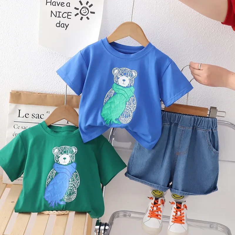 

New Summer Baby Girl Clothes Children Outfits Toddler Boys T-Shirt Shorts 2Pcs/Set Infant Fashion Casual Costume Kids Tracksuits