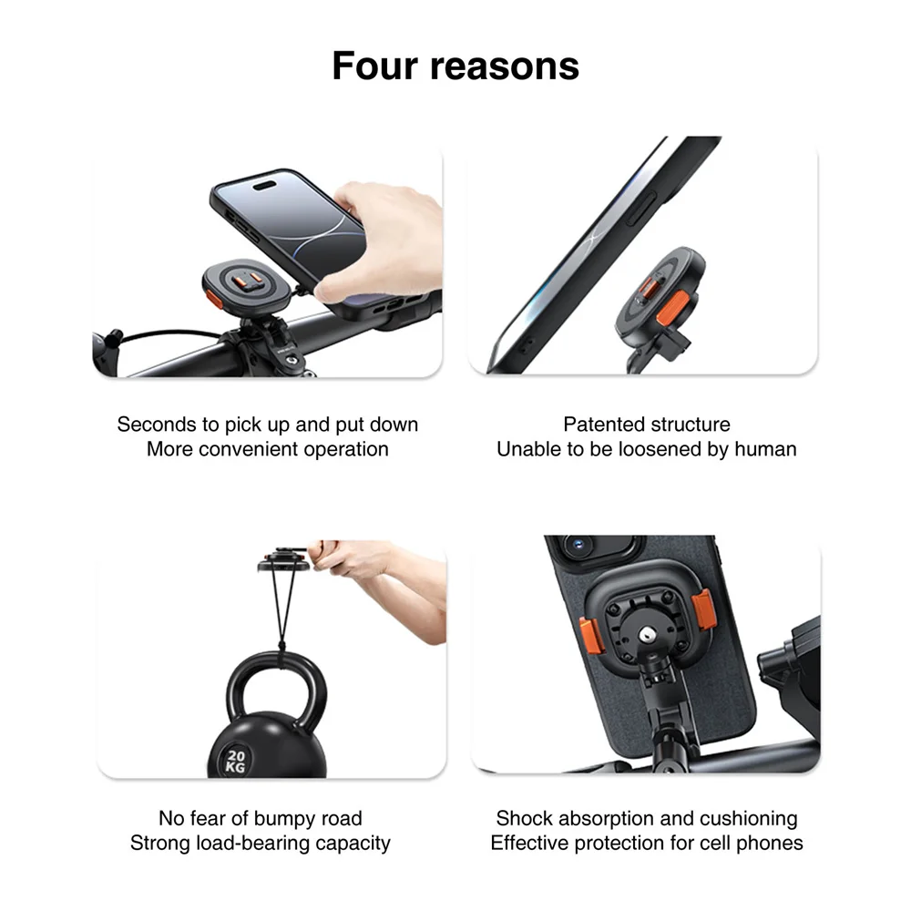 VRIG Magnetic Motorcycle Bike Phone Holder Handlebar Mount For Magsafe Iphone 15 14 13 Navigation Shockproof Bicycle Phone Stand