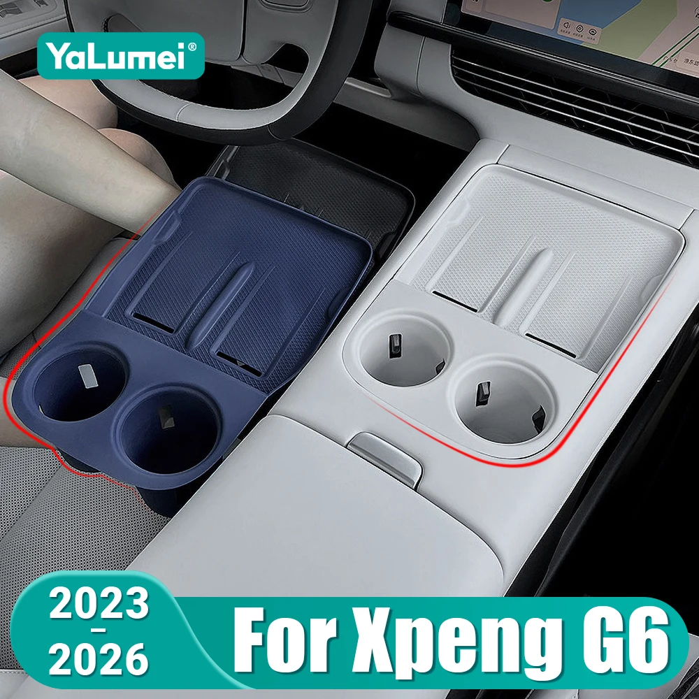 Für Xpeng G6 2023 2024 2025 2026 Silikon-Antirutschmatte Handy-Wireless-Ladepad Getränkehalter Aufbewahrungsbox Zubehör
