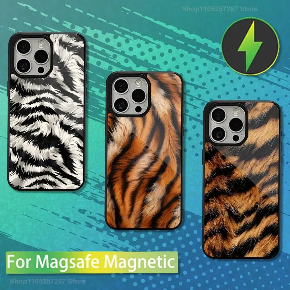 

Tigers Texture Patterns For iPhone 12,Pro,16,15,Mini,13,17,Max,11,14,Plus,For Magsafe,Magnetic Wireless Charging Case
