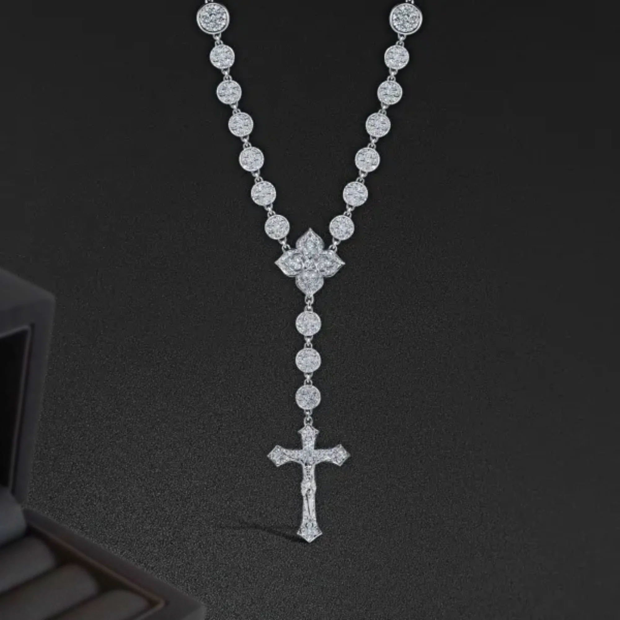 High Quality 925 Sterling Silver Customized Iced out Diamond New Fashion Link with Cross Pendant Unisex Hip Hop Chain