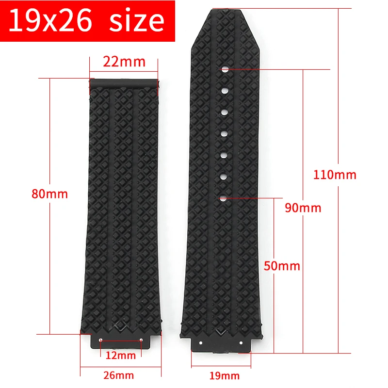 Correa de reloj con interfaz convexa especial para Hublot Yubo Big Bang 26x19mm 24x17mm correa de reloj a cuadros a rayas de silicona de alta calidad