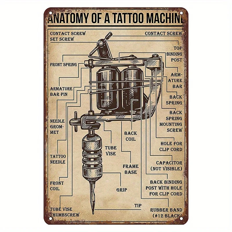 Vintage Tattoo Metallschild - 11,8x7,87 Zoll Retro Wandkunst für Zuhause, Bar, Café, Garten, Langlebige Eisen-Dekoration für Feiertage, Geschenke, Partys