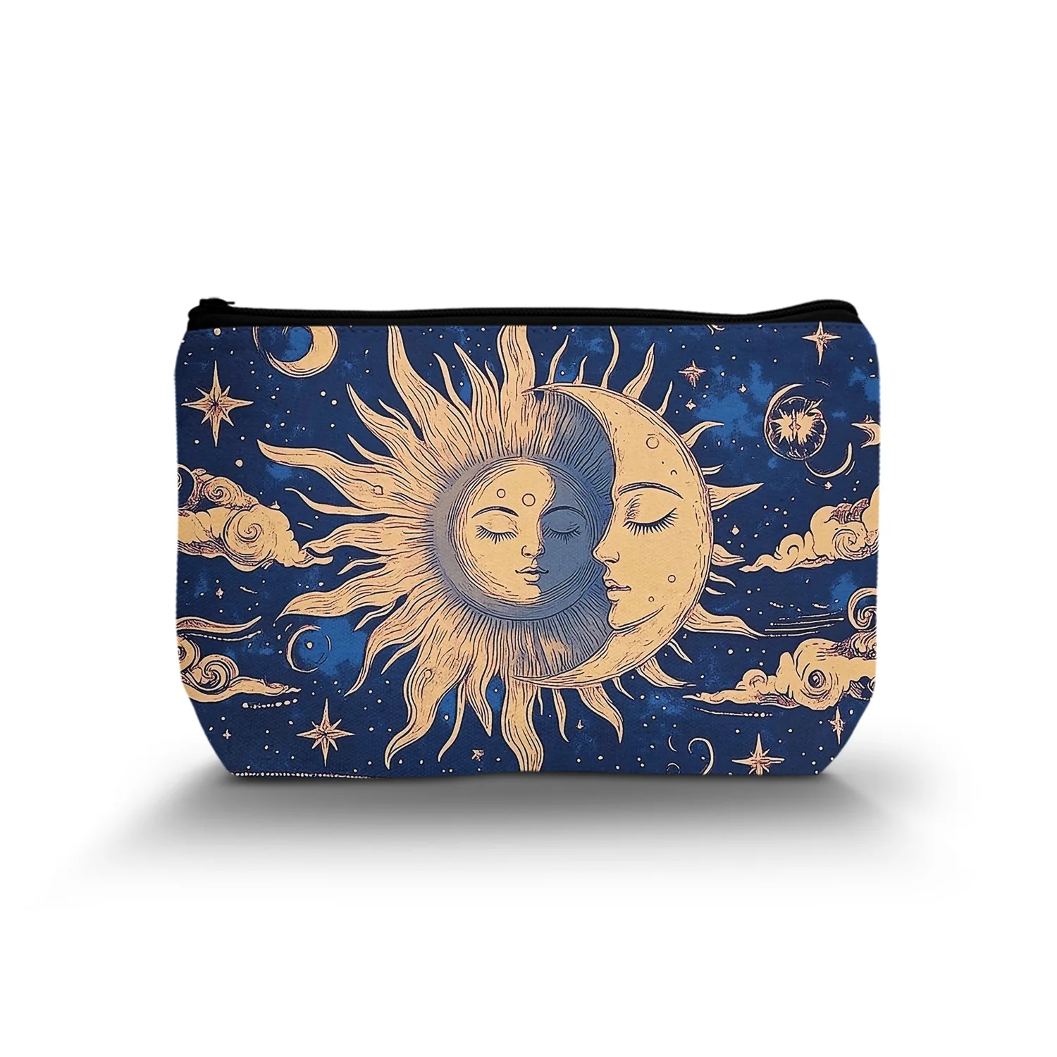 1Pc Astrology Sun And Moon Cute Cosmetic Bag With Zipper Makeup Bag For Women Christmas Birthday Best Gift For Friends