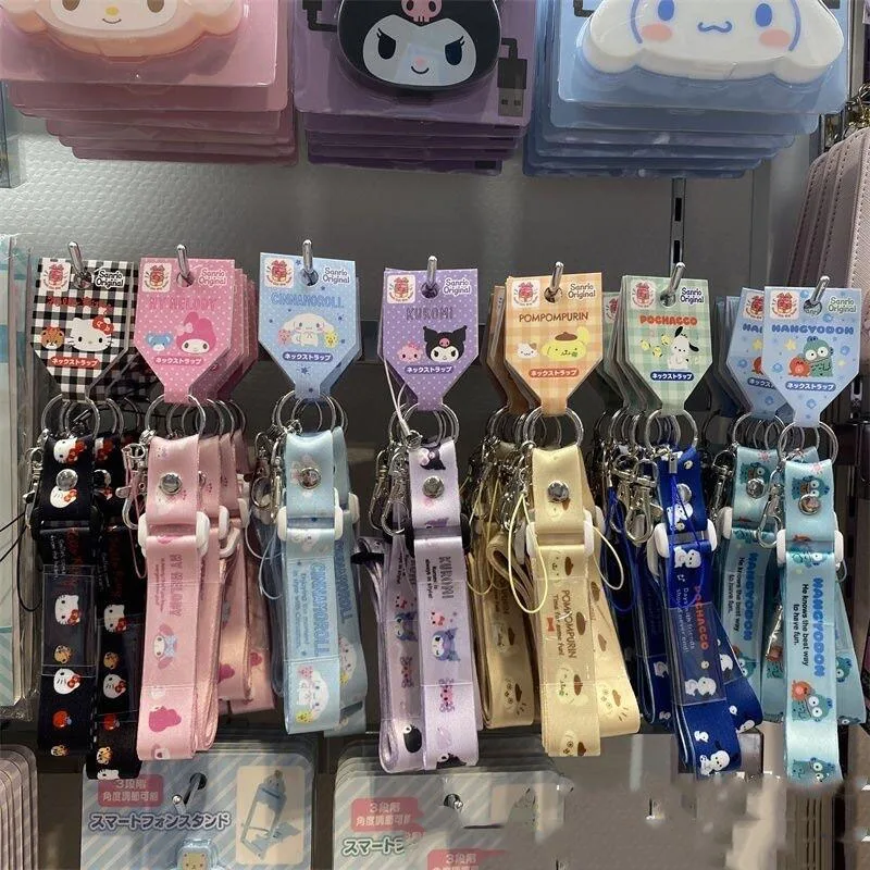 Miniso Sanrio cordón para teléfono móvil Kawaii Hello Kitty Cinnamoroll cuerda cuello Ins dibujos animados coreanos Anime amigo regalo de cumpleaños