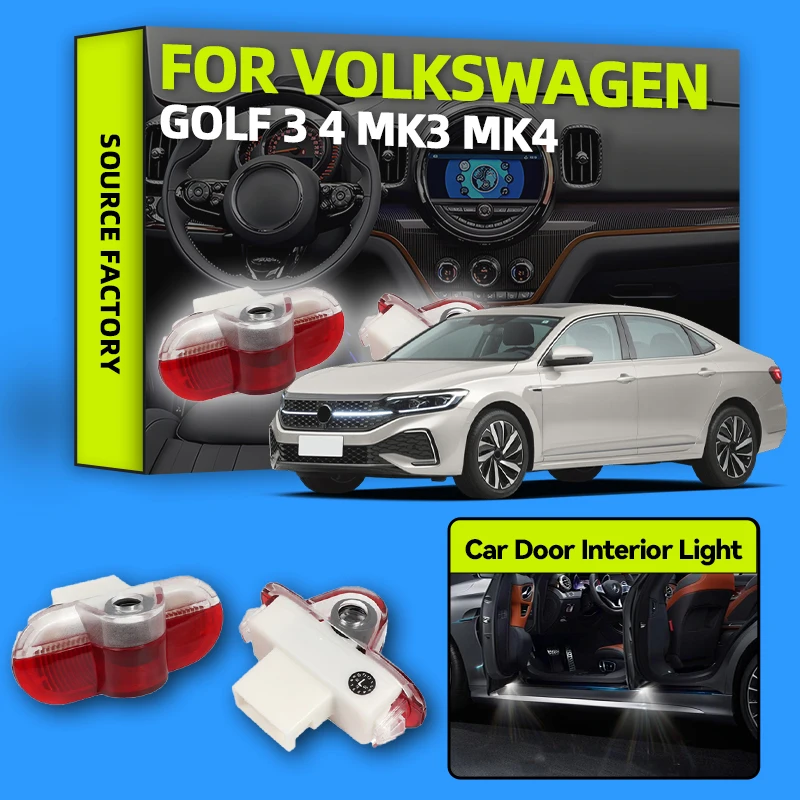 

2026 Hot Sticker 2PCS For VW GOLF 3 4 MK3 MK4 Jetta Beetle Bora Caddy Touran LED Car Door Logo Projector Ghost Shadow Welcome Li