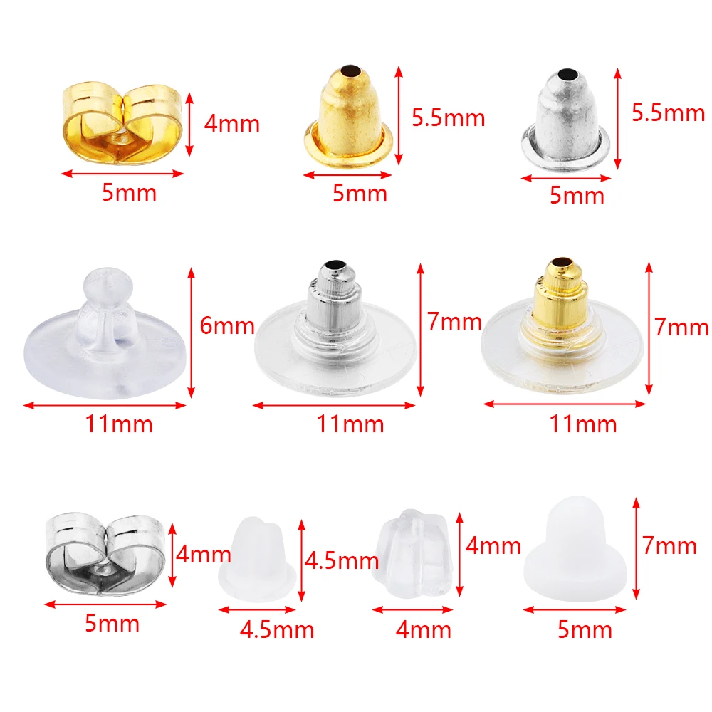 100-600pcs Soft Silicone Rubber Earring Back Stoppers For Stud Earrings DIY Earring Findings Accessories Bullet Tube Ear Plugs