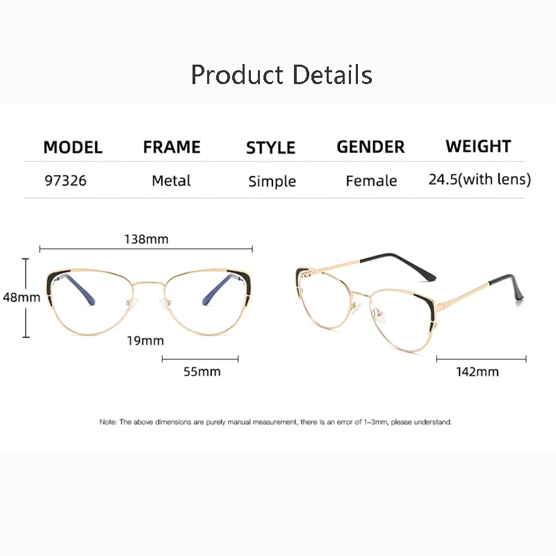 Anti-Blue Light Eyeglasses Frame Women Cat Eye Glasses Brand Designer Clear Lens Computer Optical Eyewear 97326