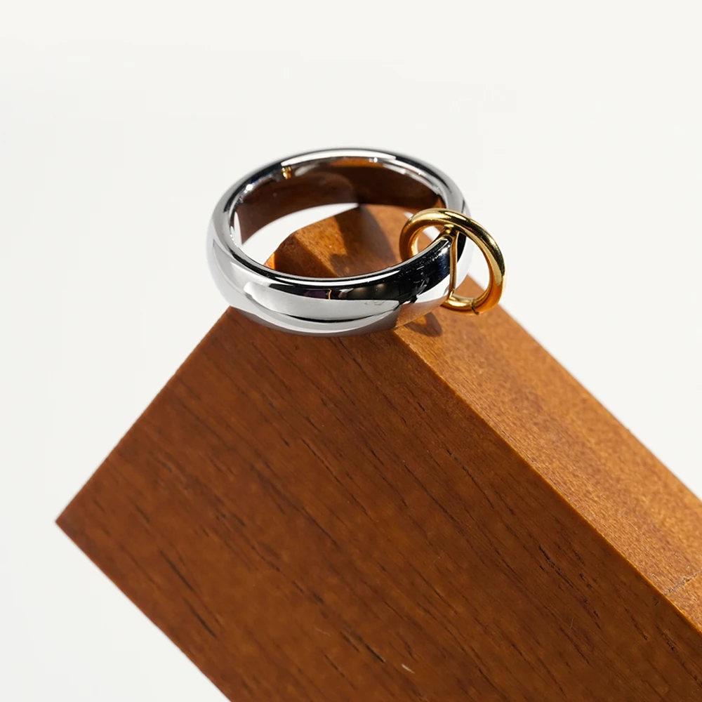 Two-Tone Stainless Steel Ring for Women - 18K Gold Plated Cocktail Jewelry