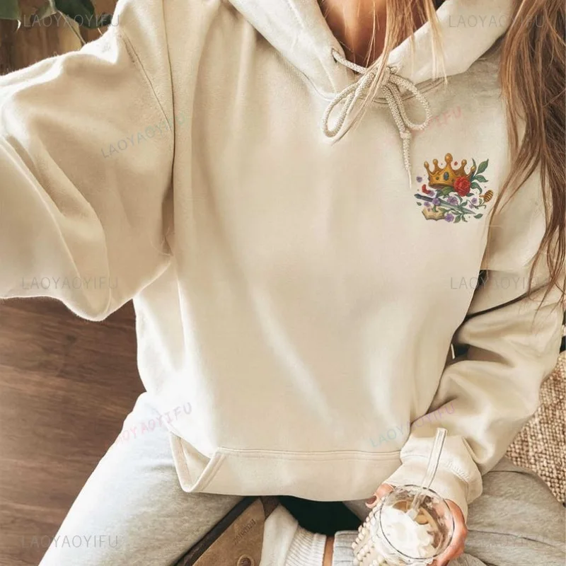 "لا قوة" مطبوعة نمط التاج المطبوعة هدية عيد الحب خمر زهرة ملونة شعار الجمالية مقنعين البلوز مضحك