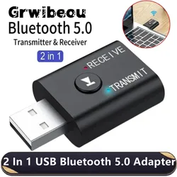 Adaptateur Bluetooth USB 2 en 1, 5.0 TransmClaBluetooth pour ordinateur, TV, ordinateur portable, haut-parleur, casque, récepteur Bluetooth sans fil