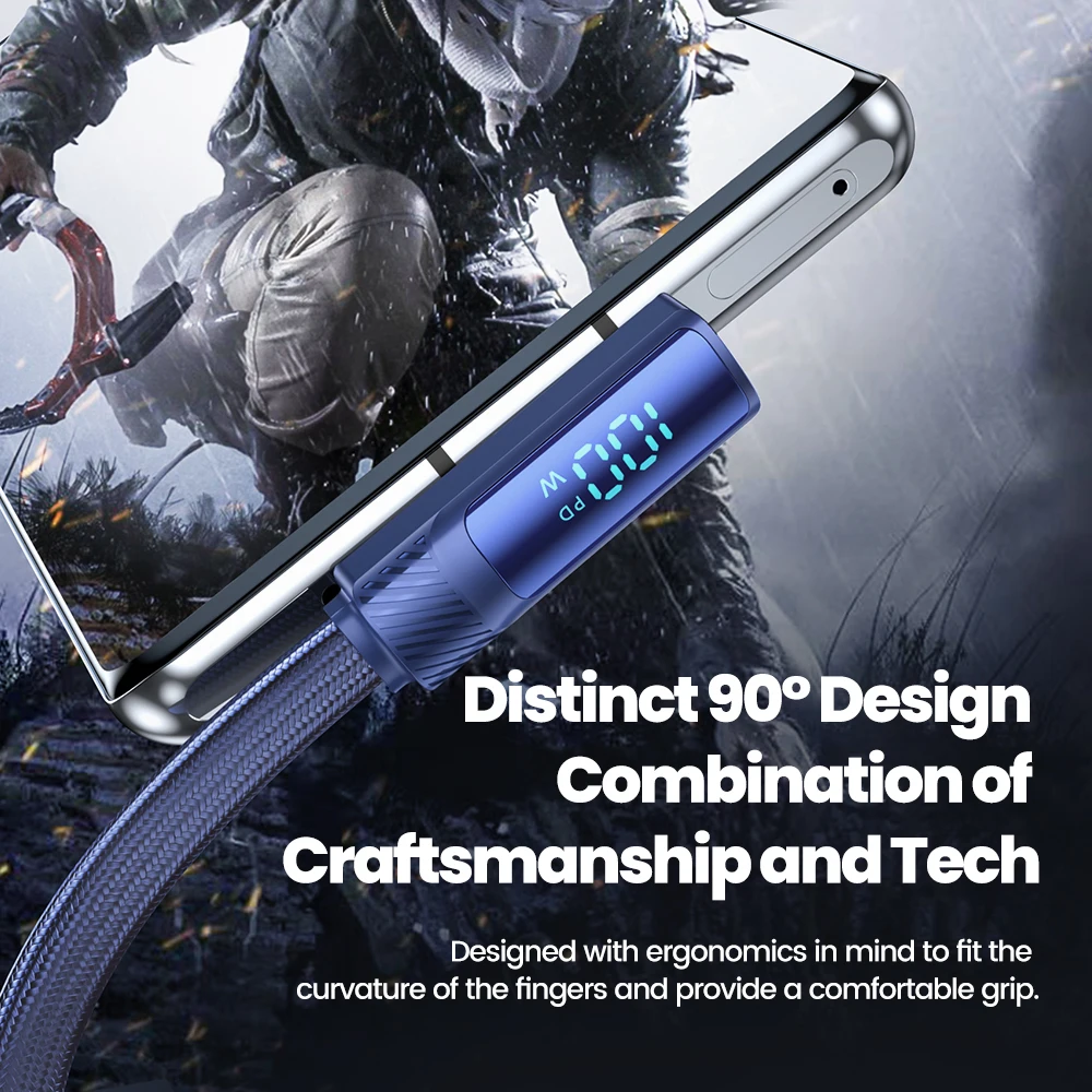 Toocki PD100W USB نوع C إلى USB C كابل 90 درجة آيفون 16 15 برو آي باد شاومي سامسونج هواوي شحن سريع كابل الألعاب