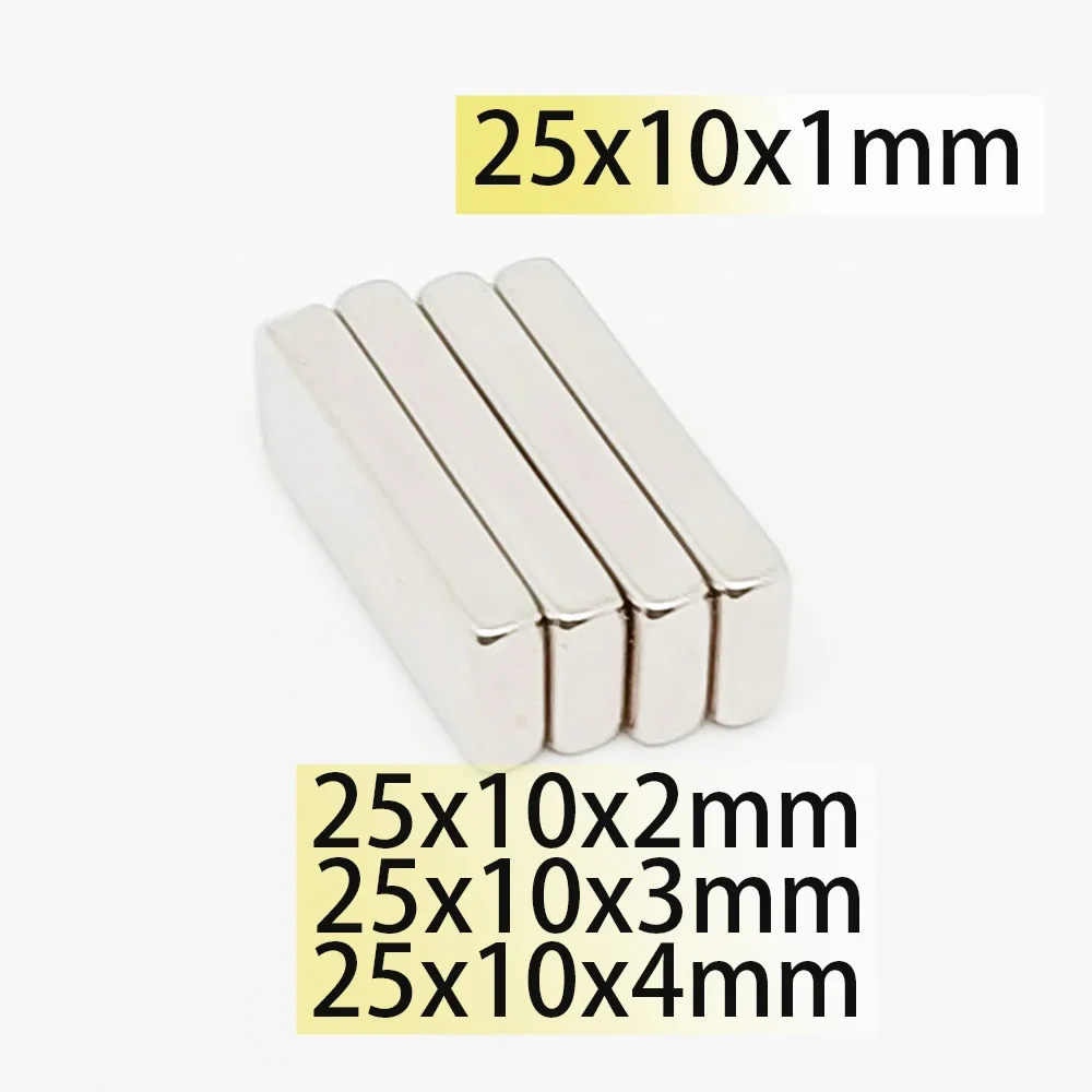 N35 25x10x1 25x10x2  25x10x3 25x10x4 Rectangle Square Neodymium Bar Block Strong motor customised Magnets Search Magnetic Ndfeb