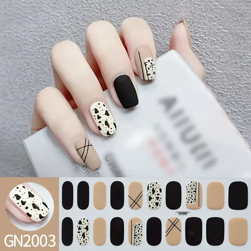 Woman\'s DIY Manicure Gel Nail Stickers Non Baking Lamp 20 Finger Adhesive Nail Sticker Full Paste Semi Cured Gel Nail Wraps