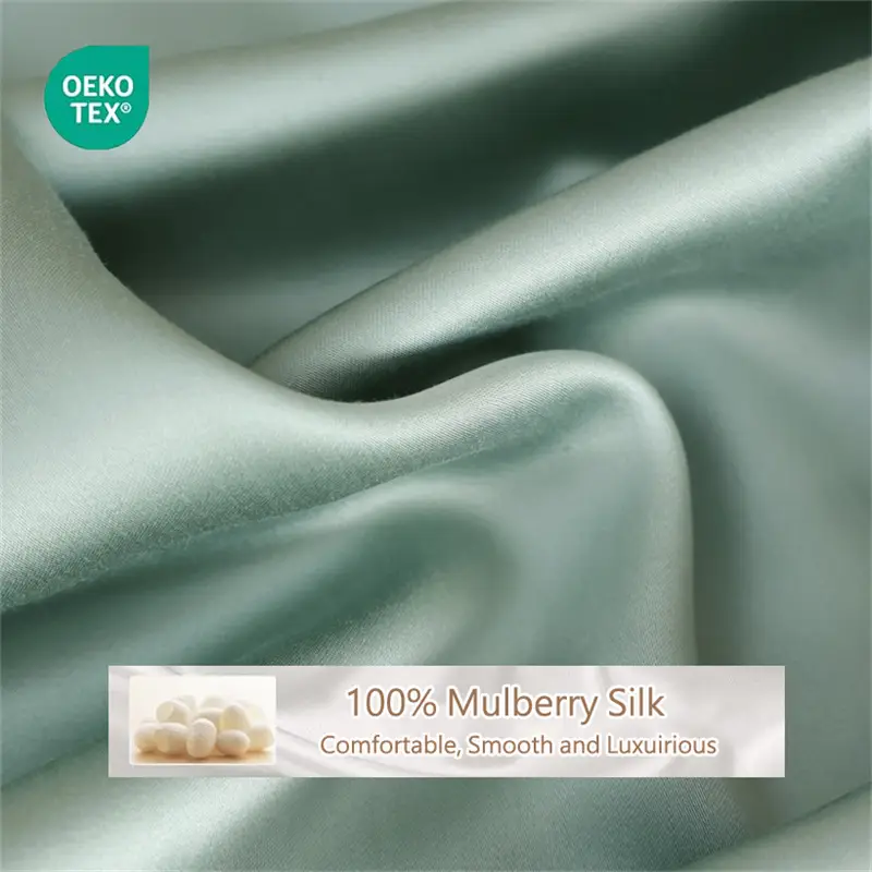 100% Mulberry Silk Fitted Bed Sheet with Elastic Bands 23 Momme Smooth Natural Silk Mattress Cover Single Double King Queen Bed - Image 2
