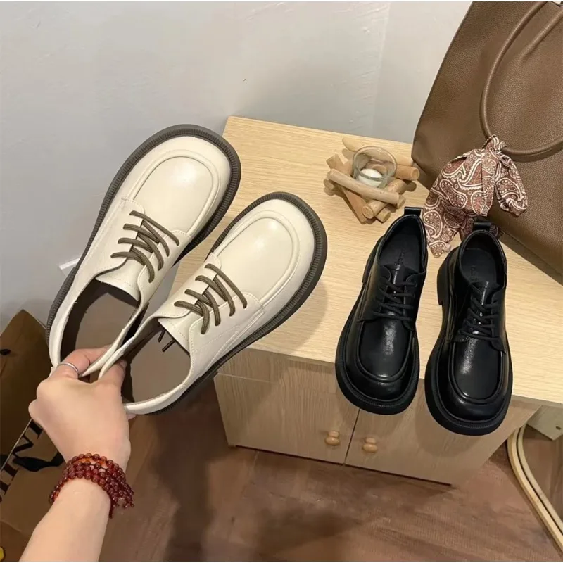 

2025 Hot Selling Women's Shoes Platform All-Match British Style Oxfords Female Footwear Retro New Preppy Leather Med Rome Fabr