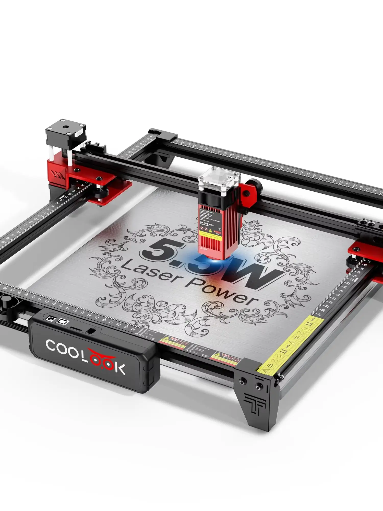 COOLOOK Laser-Graviermaschine CK1-55 5,5W Metall-Glas-Lasergravierer WLAN-Steuerung MDF-Holz-Säure-Acryl-Schneidemaschine