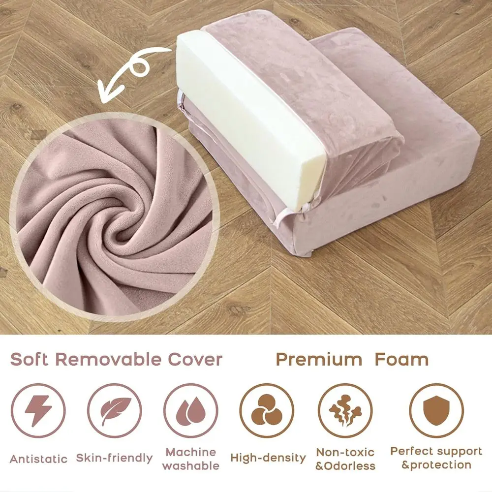 ชุดบล็อกโฟมปีนป่ายสำหรับเด็กเล็ก 5 ชิ้น พร้อมทรงกระบอก ยิมเล่นในร่มแบบพับได้สำหรับการคลานและการเล่นแบบแอคทีฟ (สีน้ำเงิน, สีเทา)