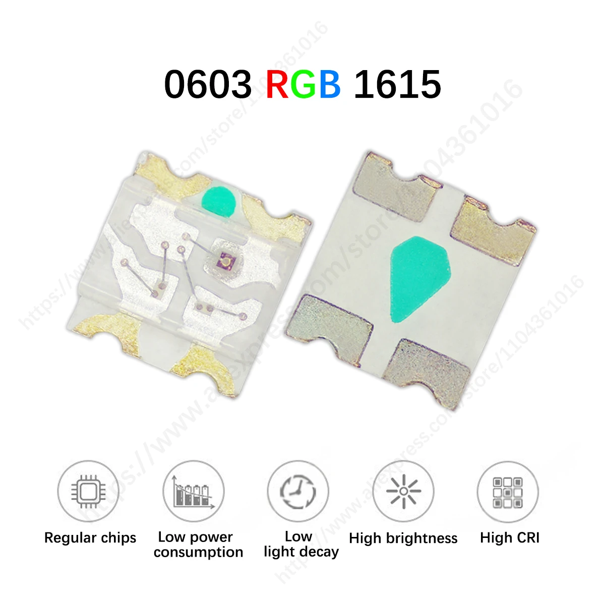 SMD 0603 Diode Chip LED RED Green Blue RGB Total Cathode Total Anode 1615RGB Lamp Bead Three-color Full-color LED