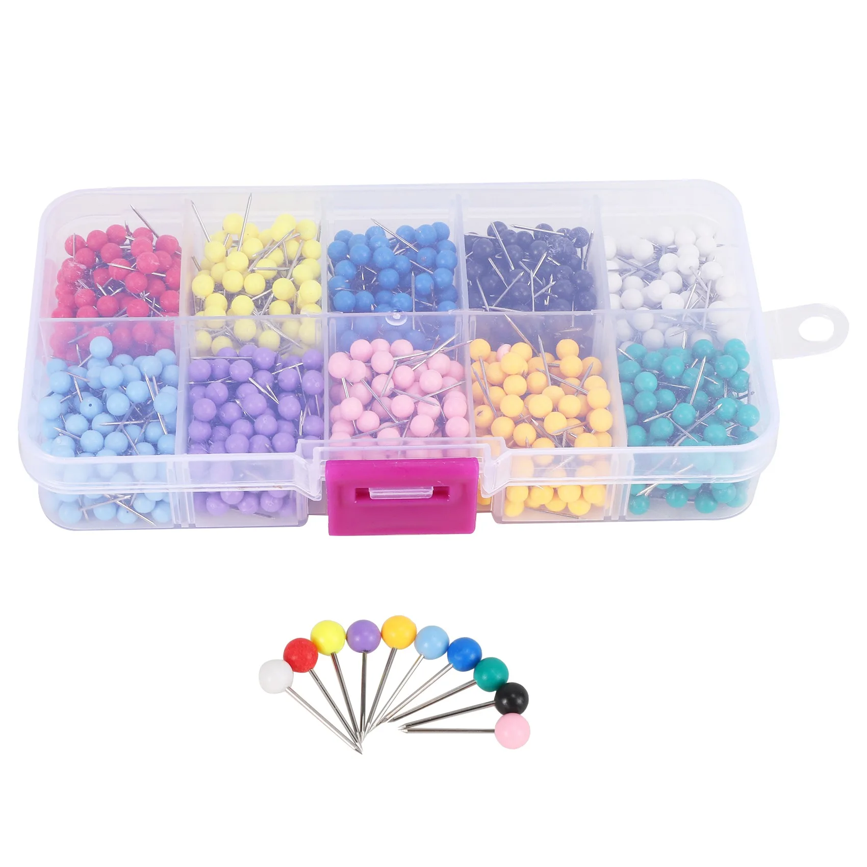 1000 Pcs Map Tacks Push Pins Plastic with Steel Point Cork,Board Colored Thumbtack Office School Supply