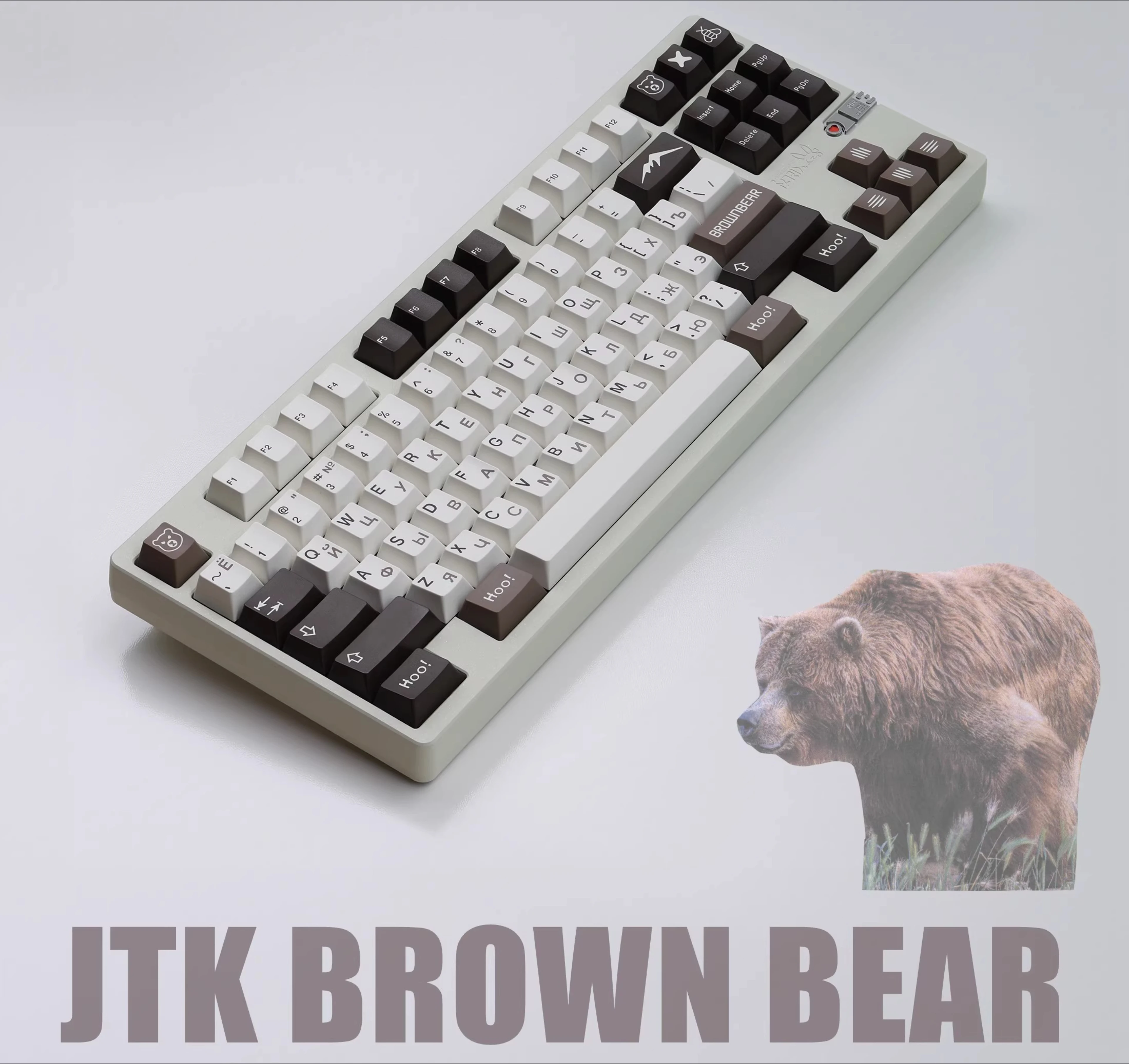 

Набор колпачков для клавиш JTK BEAR R2/R1, русский вишневый профиль, два цвета, колпачки для клавиш, механическая точка клавиатуры, колпачки для клавиш Artisan, игровой аксессуар