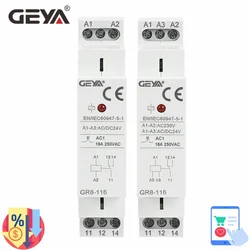 GEYA GR8-116 Intermediate Relay Auxiliary Relay AC DC 12V  24V 48V 110V 230V Switch Relay 16A ROHS Approval