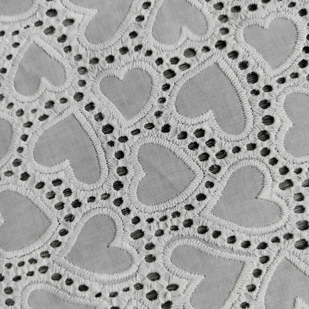 

Heart Hollow Out Cotton Lace Fabric Embroidered Lace Dress Blouse Children's Clothing Handmade Sewing Fabric