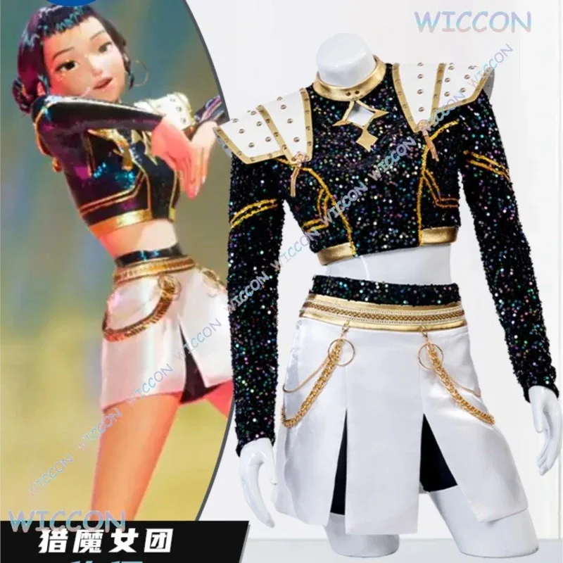 CyKpop شيطان الصيادين زوي رومي ميرا الثقيلة Y2K سايبر ميتافيرس تأثيري حلي القوطية مستقبلية مرحلة الأداء الزي Co