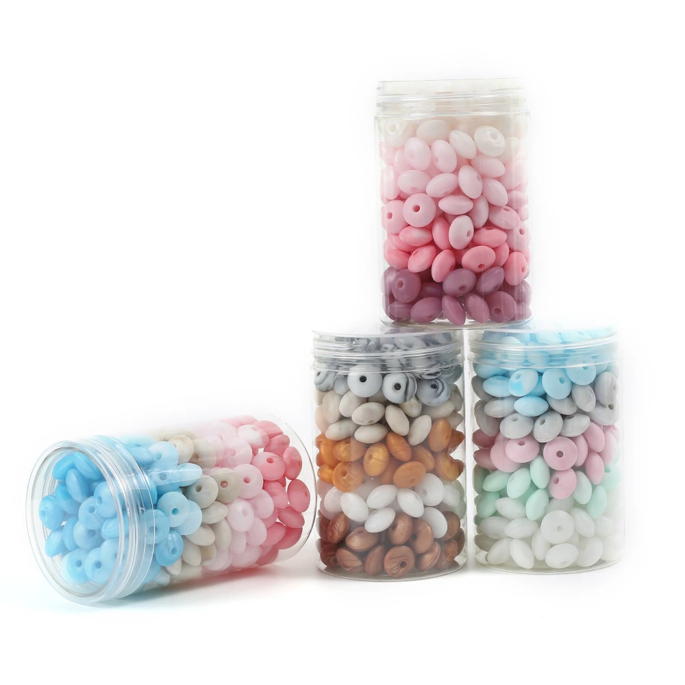 

50Pcs 12mm Silicone Lentil Beads Abacus Teething Beads Newborn Baby Rodent Pacifier Chain Bracelet Toy Accessories BPA Free