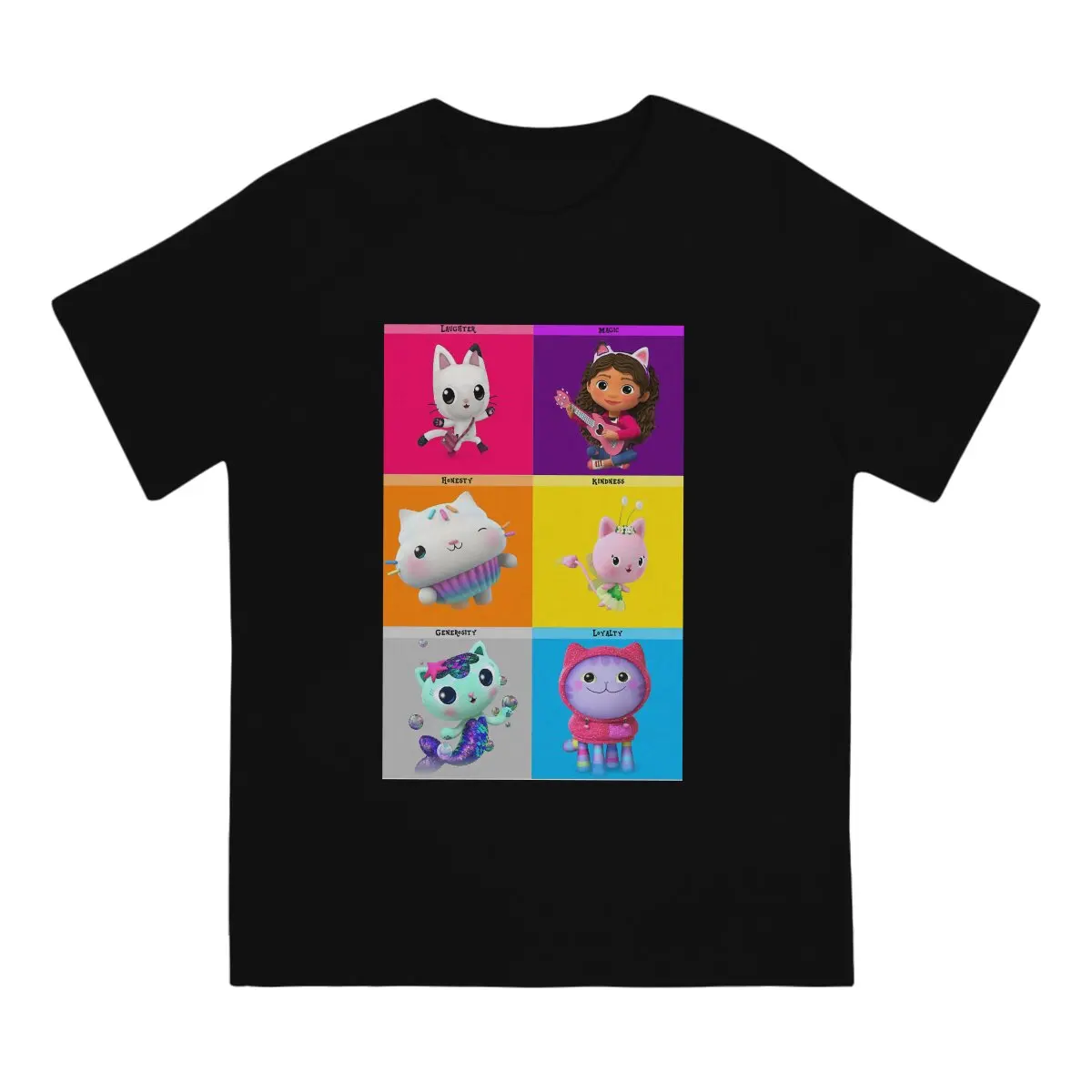 Men T-Shirt Doll Puzzle Creative Cotton Tees Short Sleeve Gabby's Dollhouse T Shirts Crewneck Clothing Gift