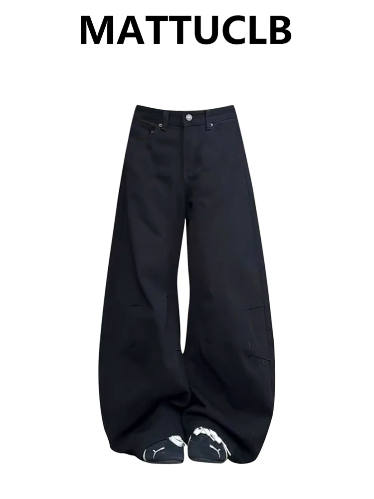 

Fall Winter Women Tomboy Dark Academia Baggy Black Jean Japanese Abi Y2K Streetwear Harajuku Wide Leg Denim Pants Grunge New