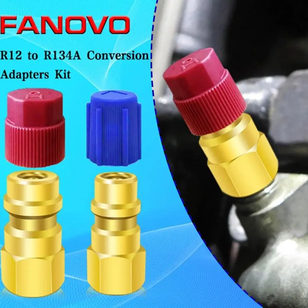 1 Set R12 To R134a Conversion Kit Air Conditioner Filling Fittings Valve Retrofit Quick Adapter Disconnect Port Couplers Q8W3