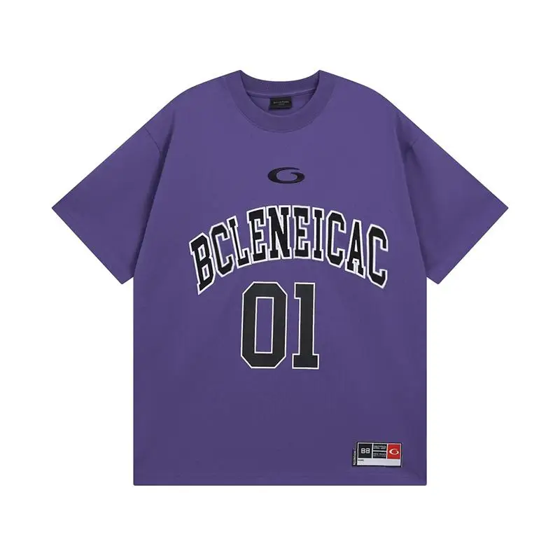 

BCLENEICAC Футболка из чистого хлопка с короткими рукавами, унисекс, с принтом в баскетбольном стиле, повседневная, удобная, дышащая, летняя, топ