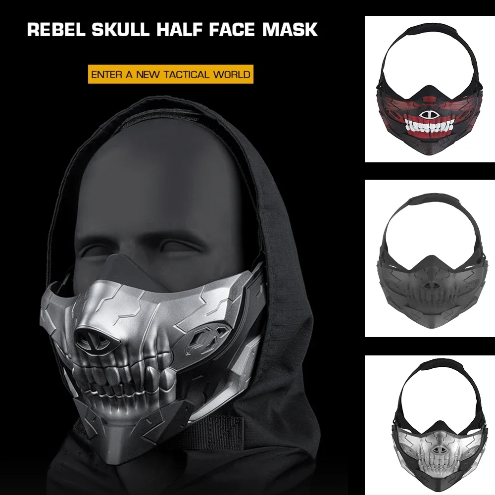 

Тактическая полумаска-скелет для защиты лица при езде на велосипеде, для пейнтбола, стрельбы, страйкбола, игр CS, защитная маска для катания на лыжах