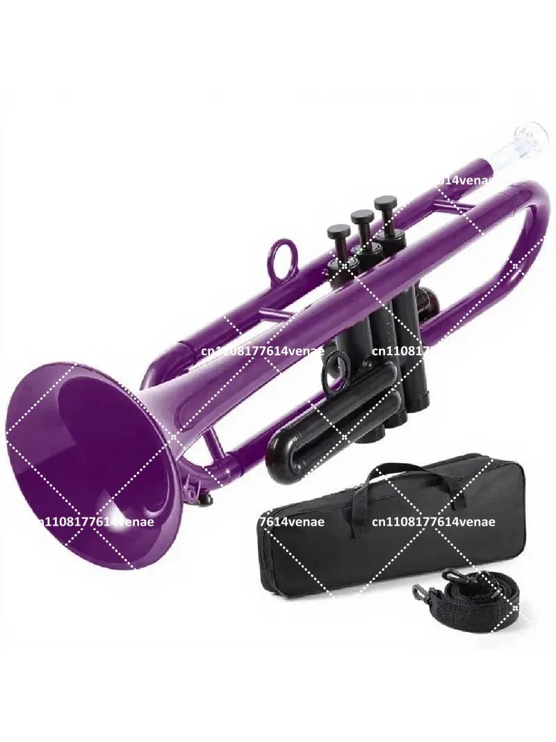 Lightweight Plastic Trumpet for Adults Kids Beginners - Bb C Tuning Brasswind Musical Instrument