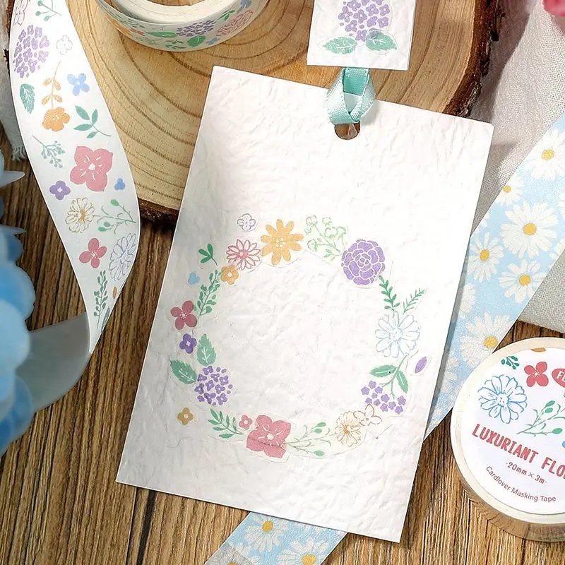 Custom. Letter's Lover Colorful Flower Dream Washi Tape Pastoral INS Style Journal Handmade Decoration Collage Material