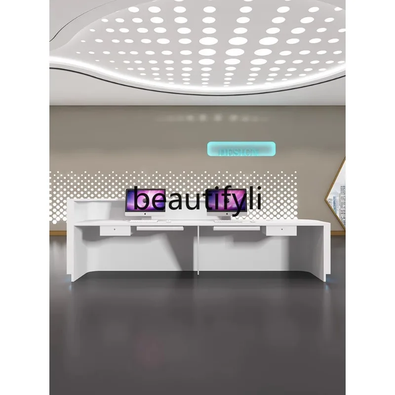 مكتب استقبال من الرخام المقلد للشركة، مكتب استقبال بسيط وحديث لصالونات التجميل، يمكن تخصيص شريط صفحة الخروج