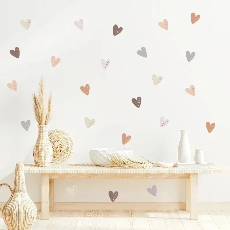 24pcs Heart Wall Sticker for Kids Room Baby Boy Baby Girl Room Decoration Wall Decals Living Room Bedroom Wall Decor Stickers