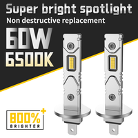 2Pcs H1 H3 Car LED Headlight Lamps 60w Mini 20000LM 6500K CSP for Auto Super Bright High Low Beam Fog Lights 12V ​Plug And Play