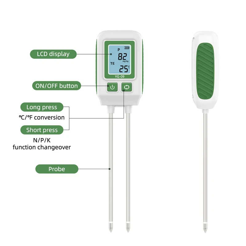 Hot 3 In 1 Digital LCD Soil Tester Dual Probe High Precision Soil Nitrogen Potassium Phosphorus Detector Portable For Garden