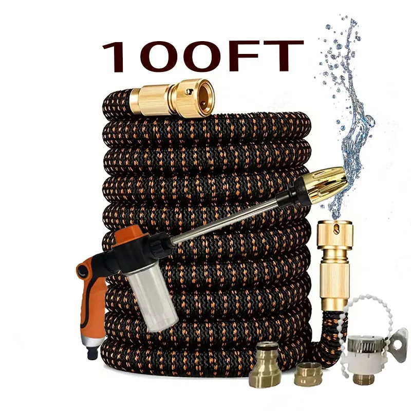 

Водяной пистолет высокого давления с длинным полюсом 100 футов, бытовой инструмент для мойки автомобилей, металлический удлинитель, резиновое покрытие, садовый инструмент