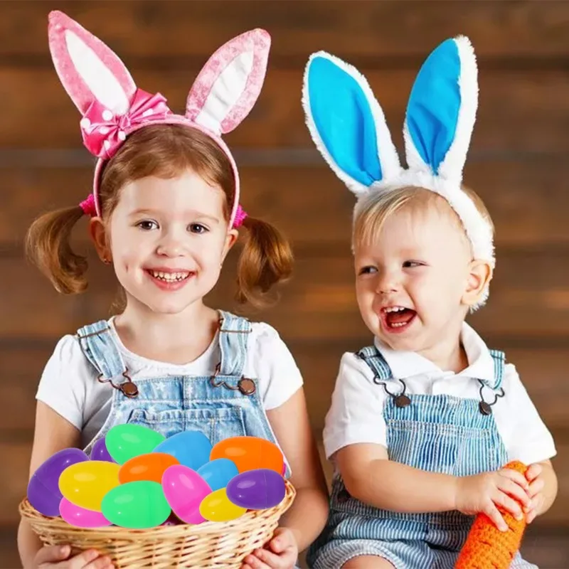 Fillable Easter Eggs Colorful Bright Empty Opening Eggs Shell Props Assorted Colors Easter Eggs Candies Gifts Packaging Boxes