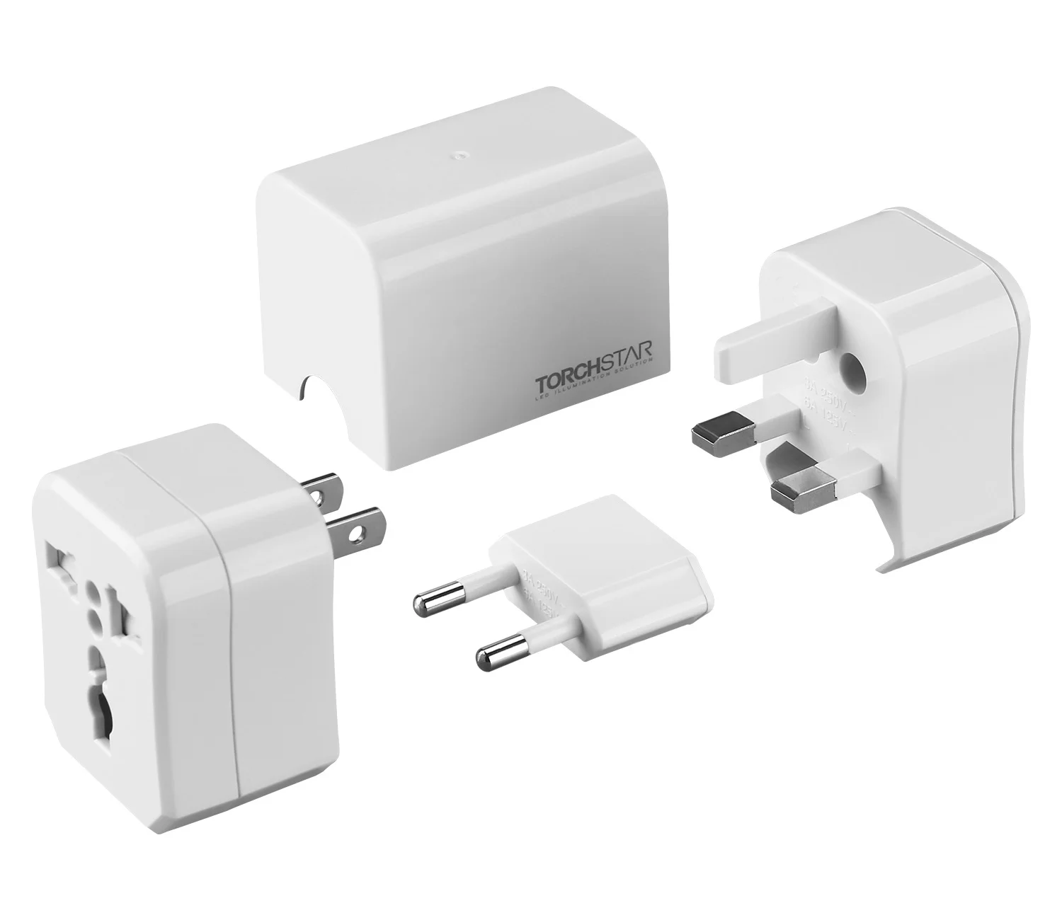 All-In-One Universal Travel Adapter, Detachable Power Plugs Fits Wall AC Adapter Outlets for USA EU UK AUS Worldwide