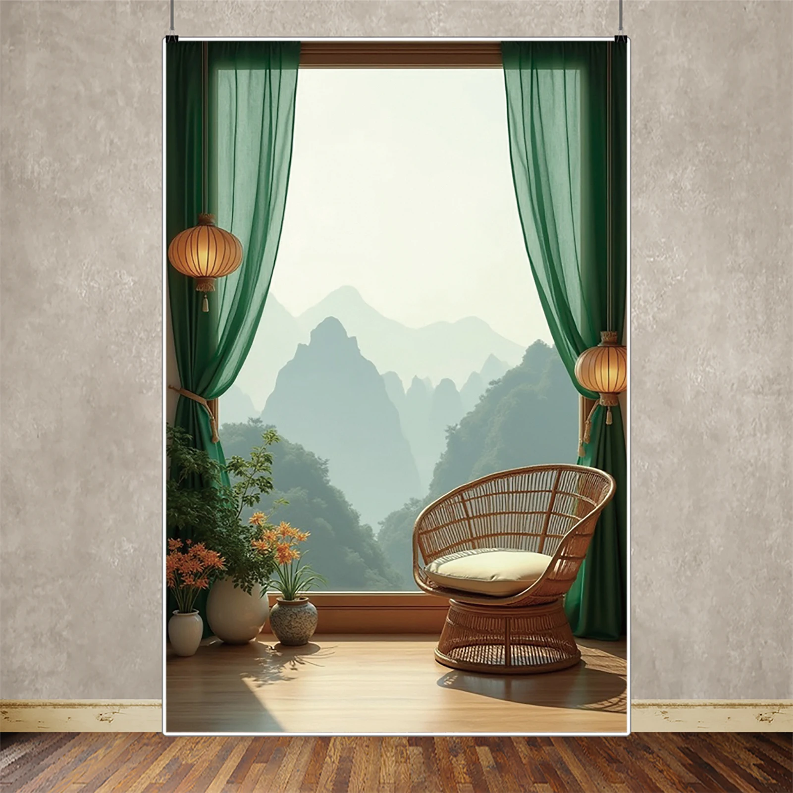 MOON.QG خلفية الغرفة القديمة شاشة دائرية خلفية نباتية ديكور المنزل خلفية التصوير الفوتوغرافي التقاط الصور خلفية الصورة #4