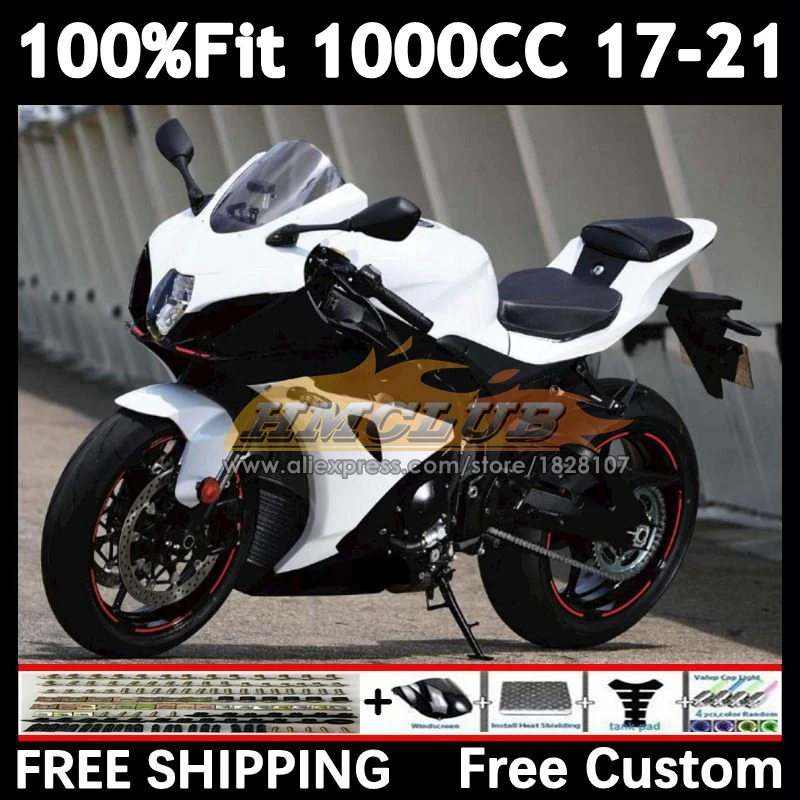 Body For SUZUKI GSX-R1000 white glossy GSXR 1000 2017 2018 2019 2020 2021 32No.160 GSXR-1000 K17 GSXR1000 17 18 19 20 21 Fairing