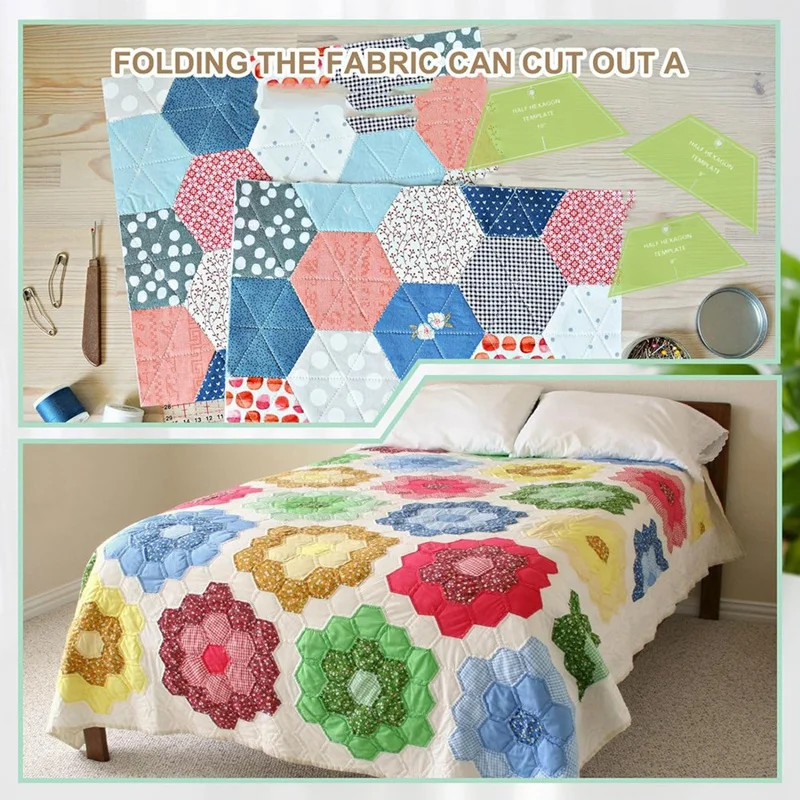 Acrylic Quilting Template Ruler 8 9 10 Inch Half Hexagon Quilt Rulers for Sewing 3 Pcs