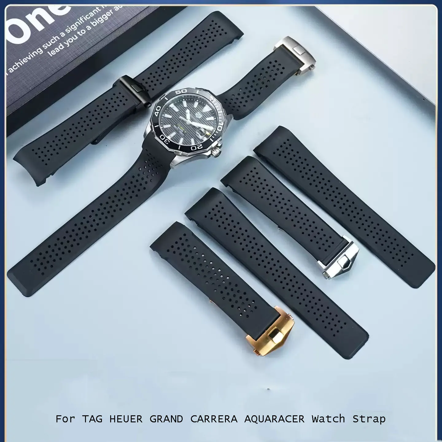22mm 24mm Soft Silicone Watch Strap For TAG HEUER GRAND CARRERA AQUARACER Men Durable and Waterproof Rubber Watchband