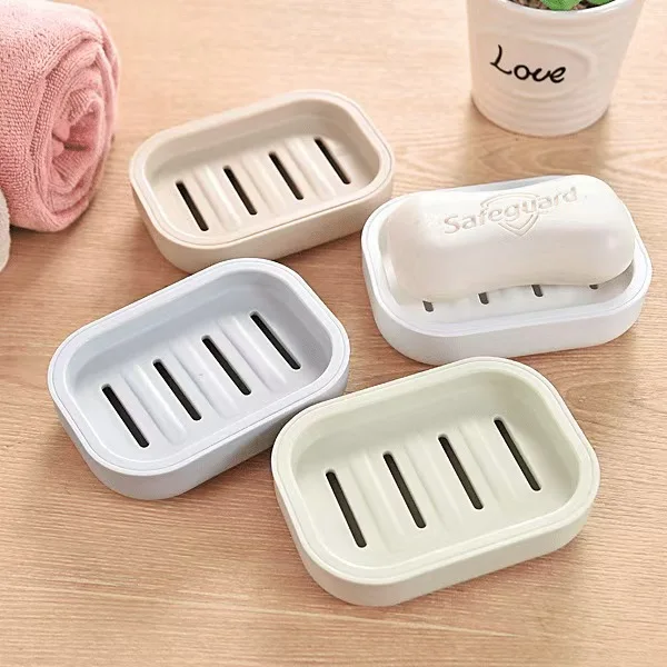 Jabonera portátil de doble capa con cubierta de drenaje, caja de almacenamiento cuadrada de plástico para baño y viaje