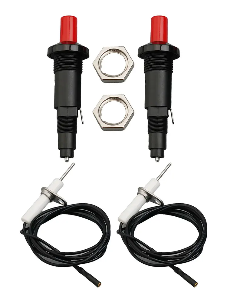 1 Out 2 Piezo Spark Ignition With Cable PP Plastic Igniter Push Button For Gas Fireplace Grill BBQ Stove Home Renovation Parts